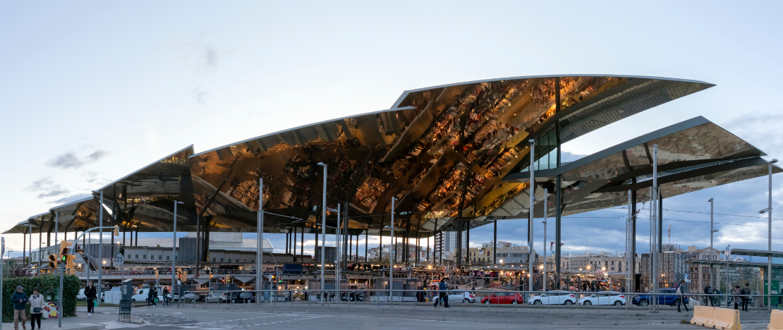 General view of the Els Encants market, Barcelona, Catalonia General view of the Els Encants market, Barcelona, Catalonia