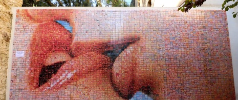 View of the mural “the World Begins With Every Kiss” in Barcelona, Catalonia View of the mural “the World Begins With Every Kiss” in Barcelona, Catalonia