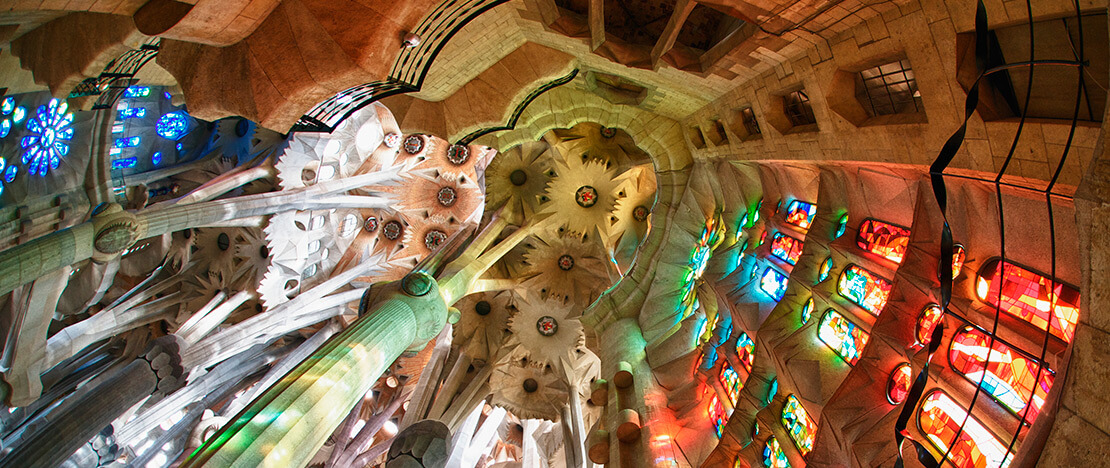 Interior of the Sagrada Familia, in Barcelona Interior of the Sagrada Familia, in Barcelona