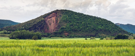 Le volcan du Croscat dans le parc naturel de la zone volcanique de la Garrotxa dans la province de Gérone, Catalogne Le volcan du Croscat dans le parc naturel de la zone volcanique de la Garrotxa dans la province de Gérone, Catalogne