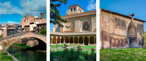 Left: Estella-Lizarra bridge/Centre: Cloister of the church of San Pedro de la Rúa ©Francisco Javier Diaz/Right: church of El Santo Sepulcro, Estella-Lizarra, Navarre Left: Estella-Lizarra bridge/Centre: Cloister of the church of San Pedro de la Rúa ©Francisco Javier Diaz/Right: church of El Santo Sepulcro, Estella-Lizarra, Navarre