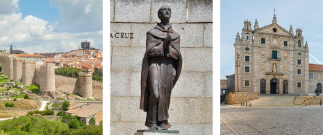 Izquierda: Vista de las murallas de Ávila, Castilla y León / Centro: Escultura de San Juan de la Cruz en Ávila, Castilla y León / Derecha: Convento de Santa Teresa de Ávila, Castilla y León Izquierda: Vista de las murallas de Ávila, Castilla y León / Centro: Escultura de San Juan de la Cruz en Ávila, Castilla y León / Derecha: Convento de Santa Teresa de Ávila, Castilla y León