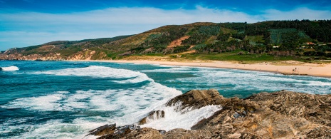 Plaża Ponzos w prowincji A Coruña, Galicja Plaża Ponzos w prowincji A Coruña, Galicja