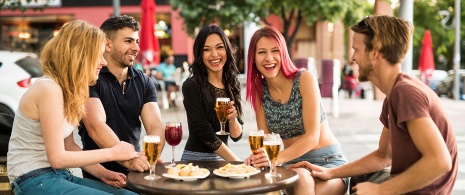 Tourists eating tapas in Spain Tourists eating tapas in Spain
