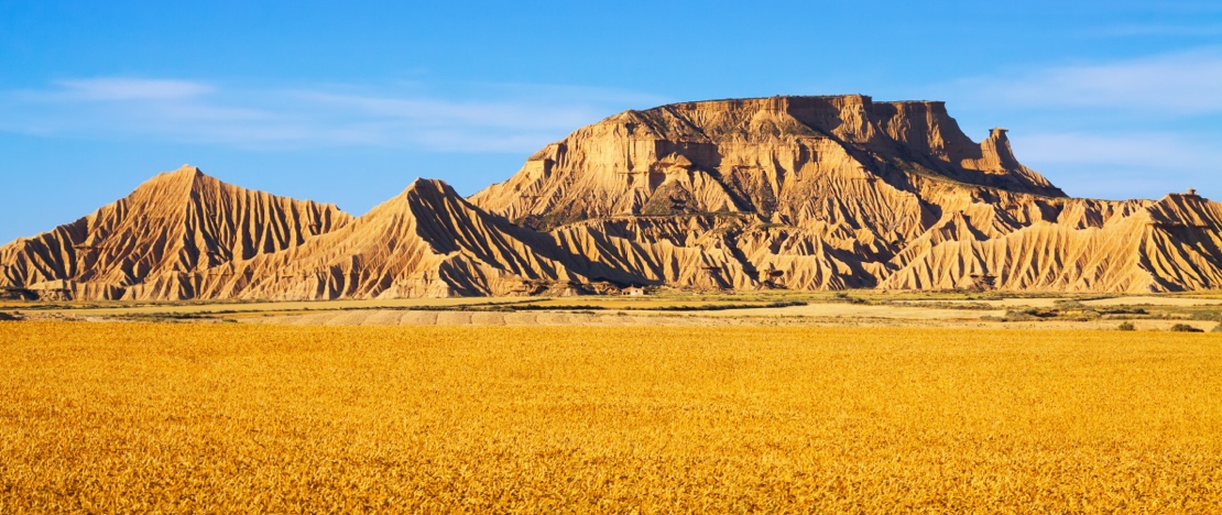 Vues de Sanchicorrota, dans le parc naturel des Bardenas Reales, en Navarre
