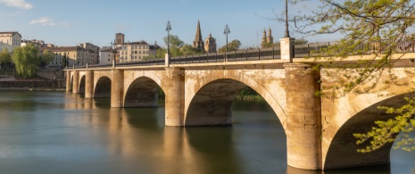 View of the Puente de Piedra in Logroño, La Rioja View of the Puente de Piedra in Logroño, La Rioja