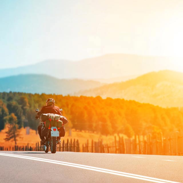 Motorcyclist on the route