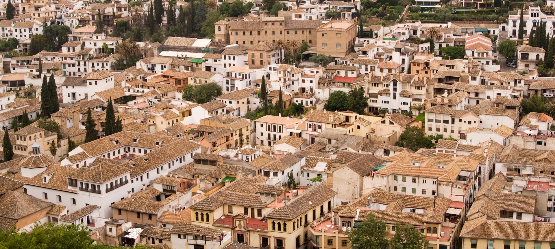 Anblick des Stadtviertels Albaicín, Granada