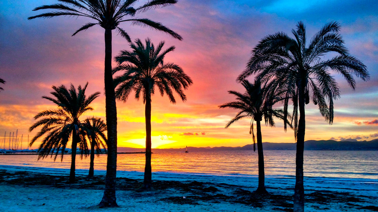 Sunset on a beach in Majorca Sunset on a beach in Majorca