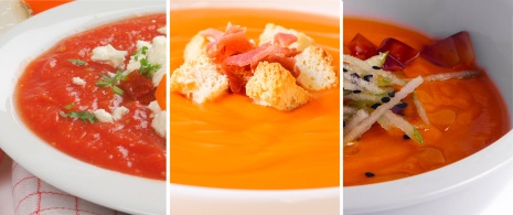 Gazpacho y salmorejo de diferentes variantes Gazpacho y salmorejo de diferentes variantes