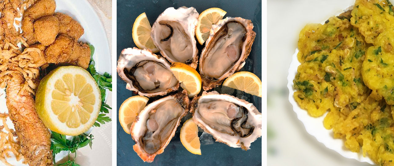 Collage of tapas from the sea Collage of tapas from the sea